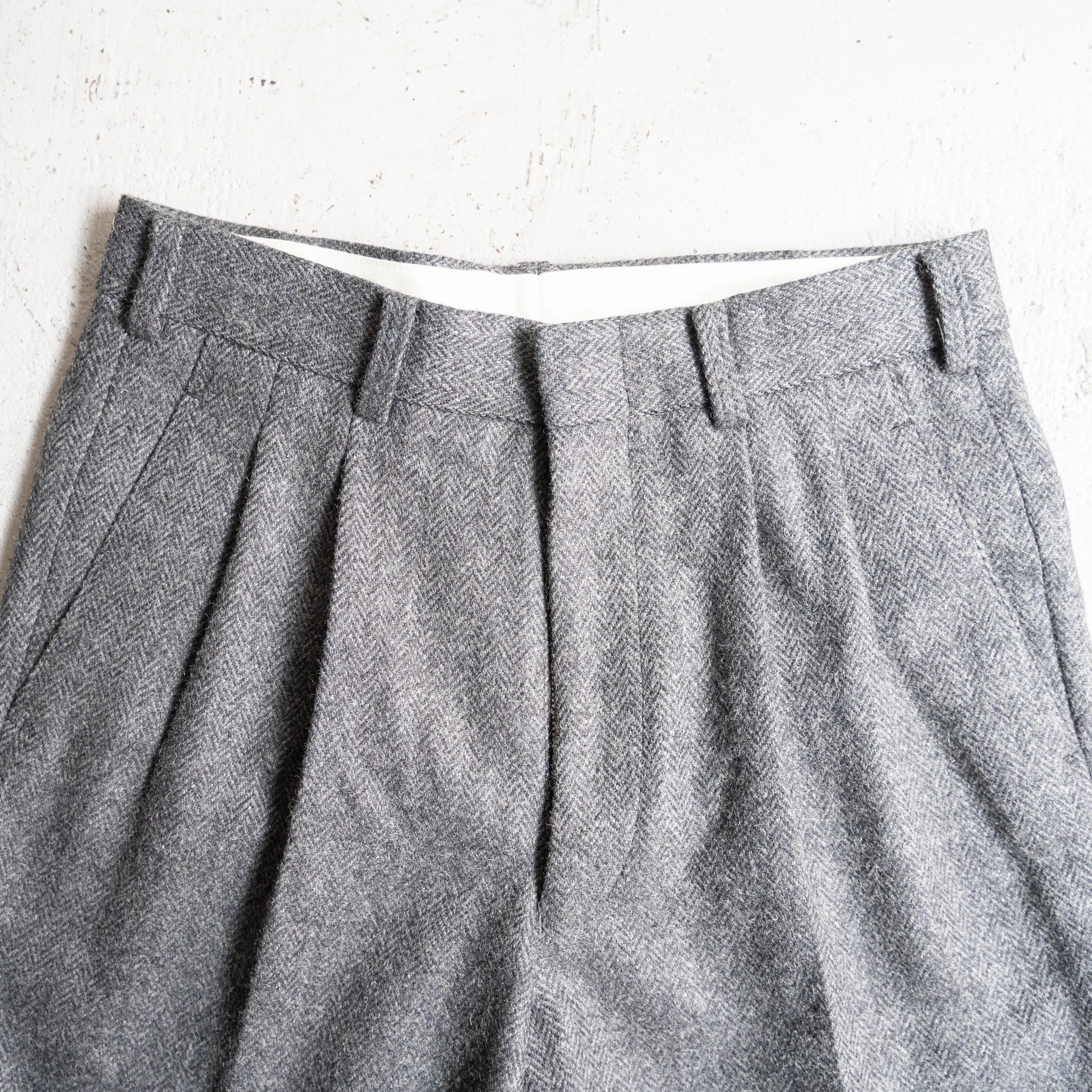 1980s japan vintage gray wool 2tuck slacks