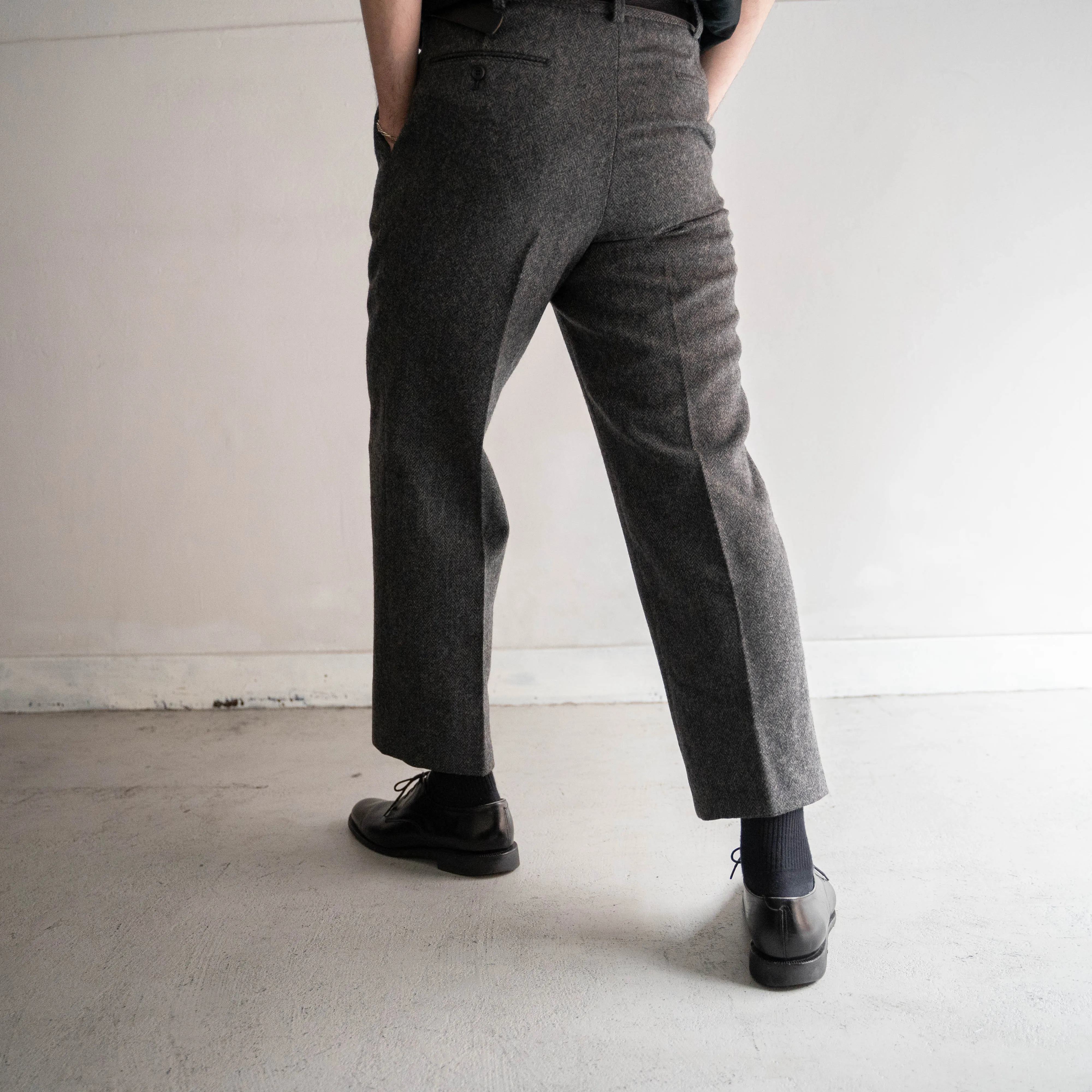 1980s japan vintage gray wool 2tuck slacks