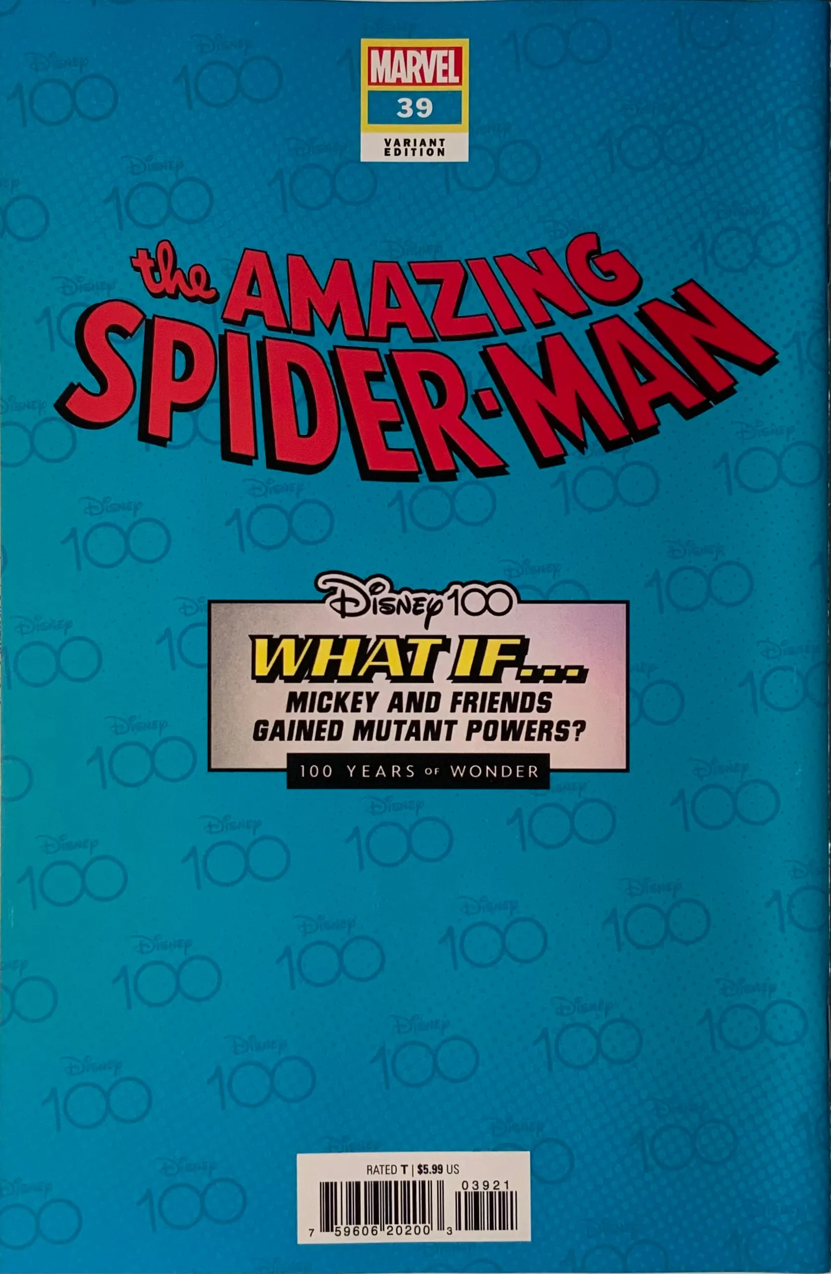 AMAZING SPIDER-MAN (2022) #39 DISNEY 100 MARVEL HOMAGE VARIANT COVER