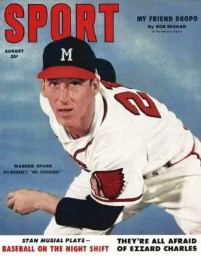 August 1953 Sport Cover (Warren Spahn, Milwaukee Braves)