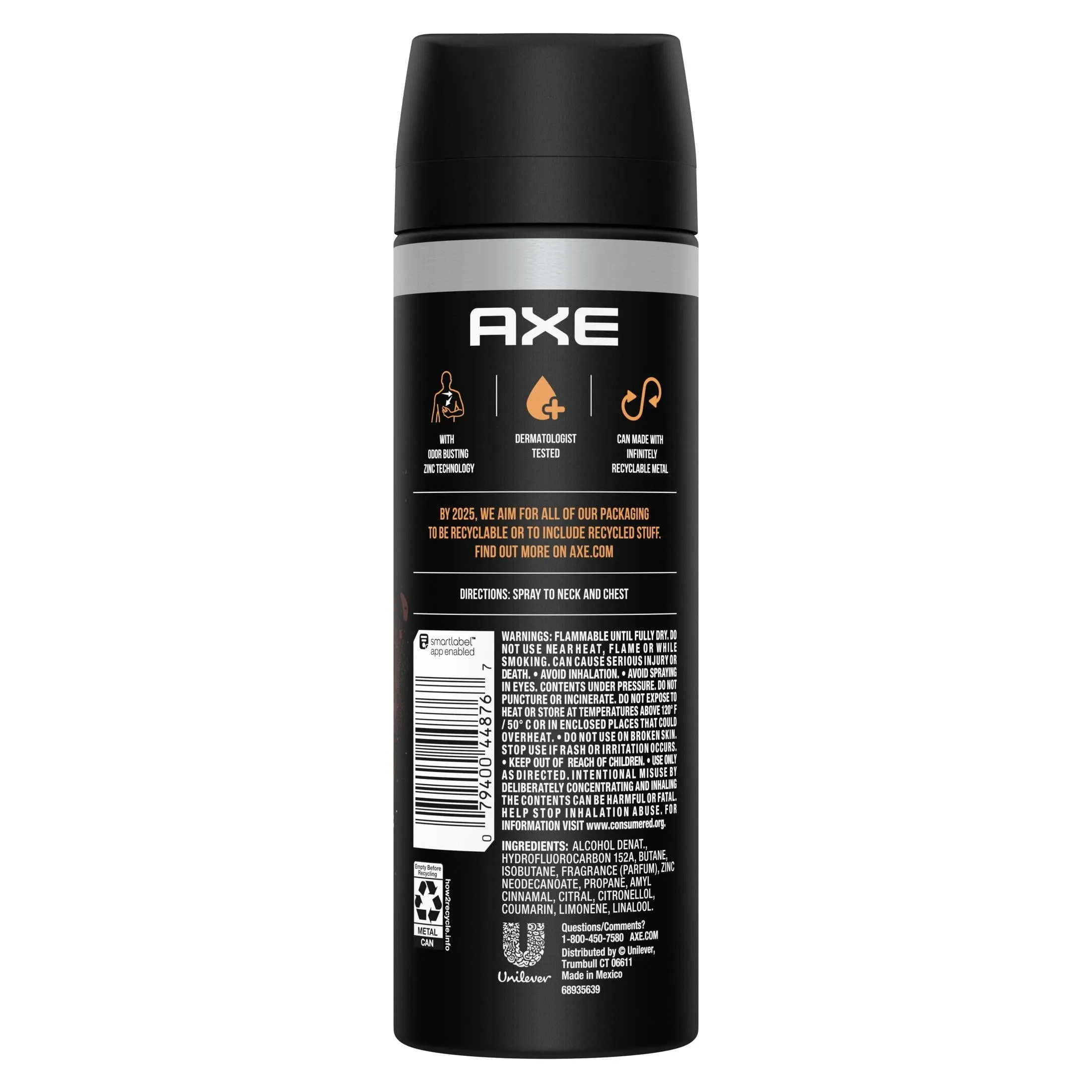 Axe Dark Temptation Dark Chocolate Body Spray Deodorant for Men, 5.1 oz