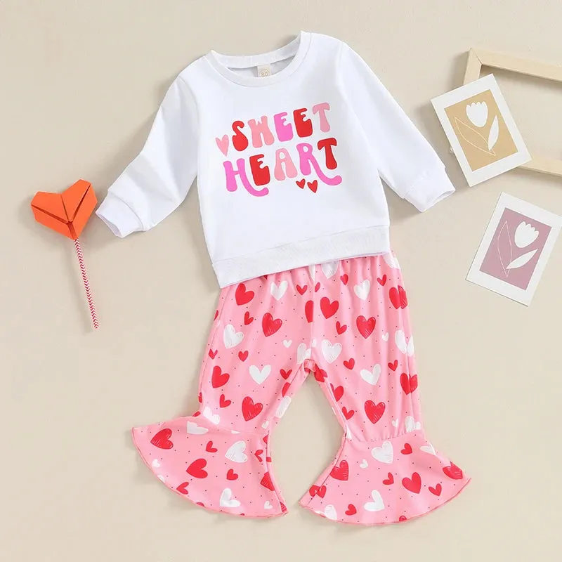 Baby Girl Sweetheart Long Top Flare Pants Set