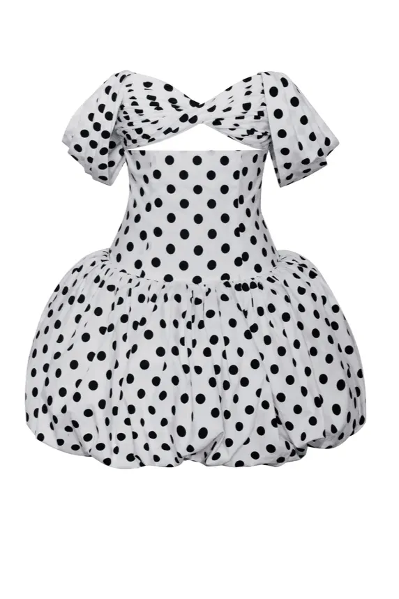 Black And White Polka Dots Cute Homecoming Dress Mini Party Dress, DP3030