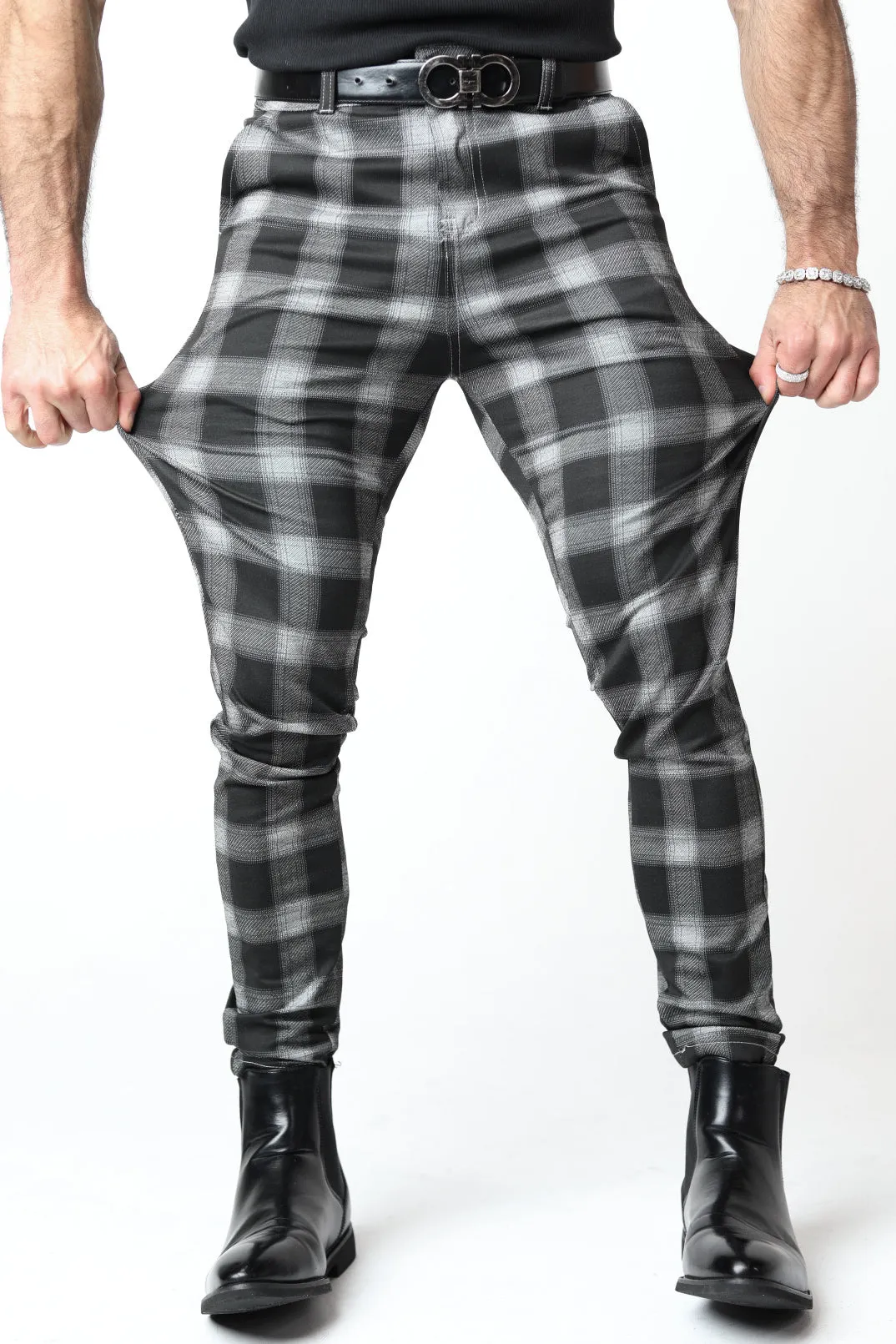 Black Plaid & Checkered Dress Pants