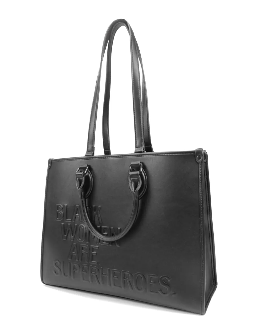 Premium Embossed Superhero-Themed Tote Bag for Black Women