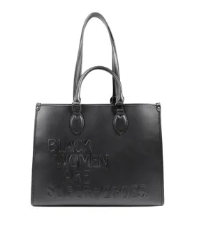 Premium Embossed Superhero-Themed Tote Bag for Black Women