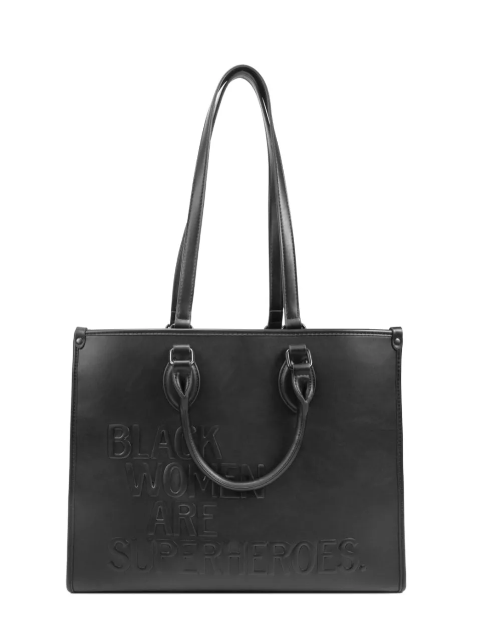 Premium Embossed Superhero-Themed Tote Bag for Black Women