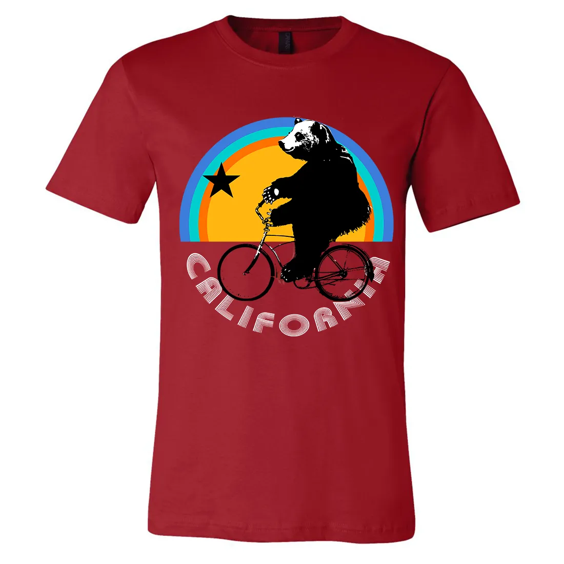 California Bear On Bike Asst Colors Mens Lightweight Fitted T-Shirt/tee