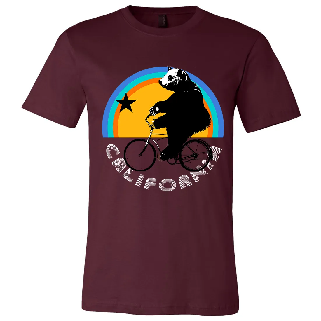 California Bear On Bike Asst Colors Mens Lightweight Fitted T-Shirt/tee