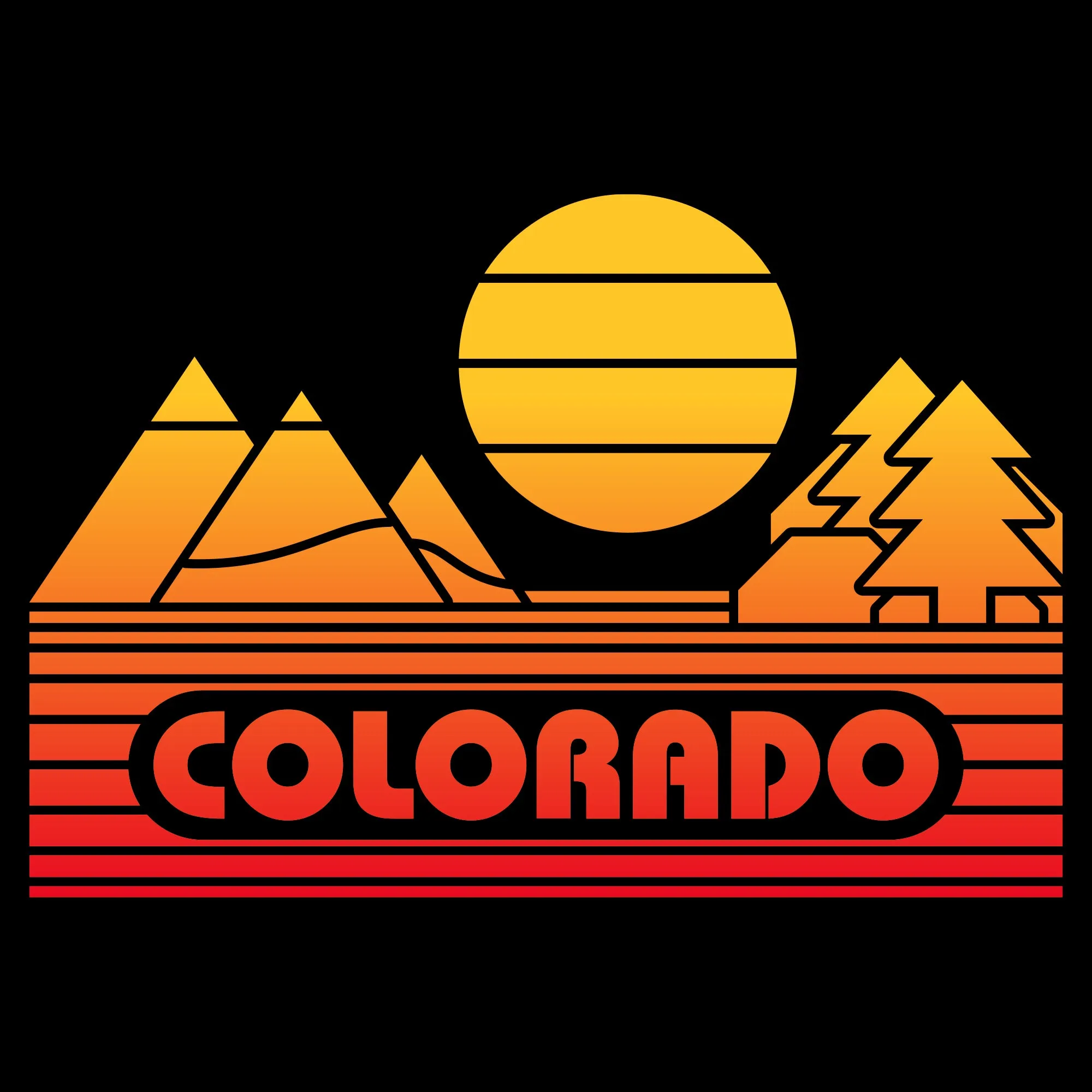 Colorado Groovy Sunset T-Shirt - Black