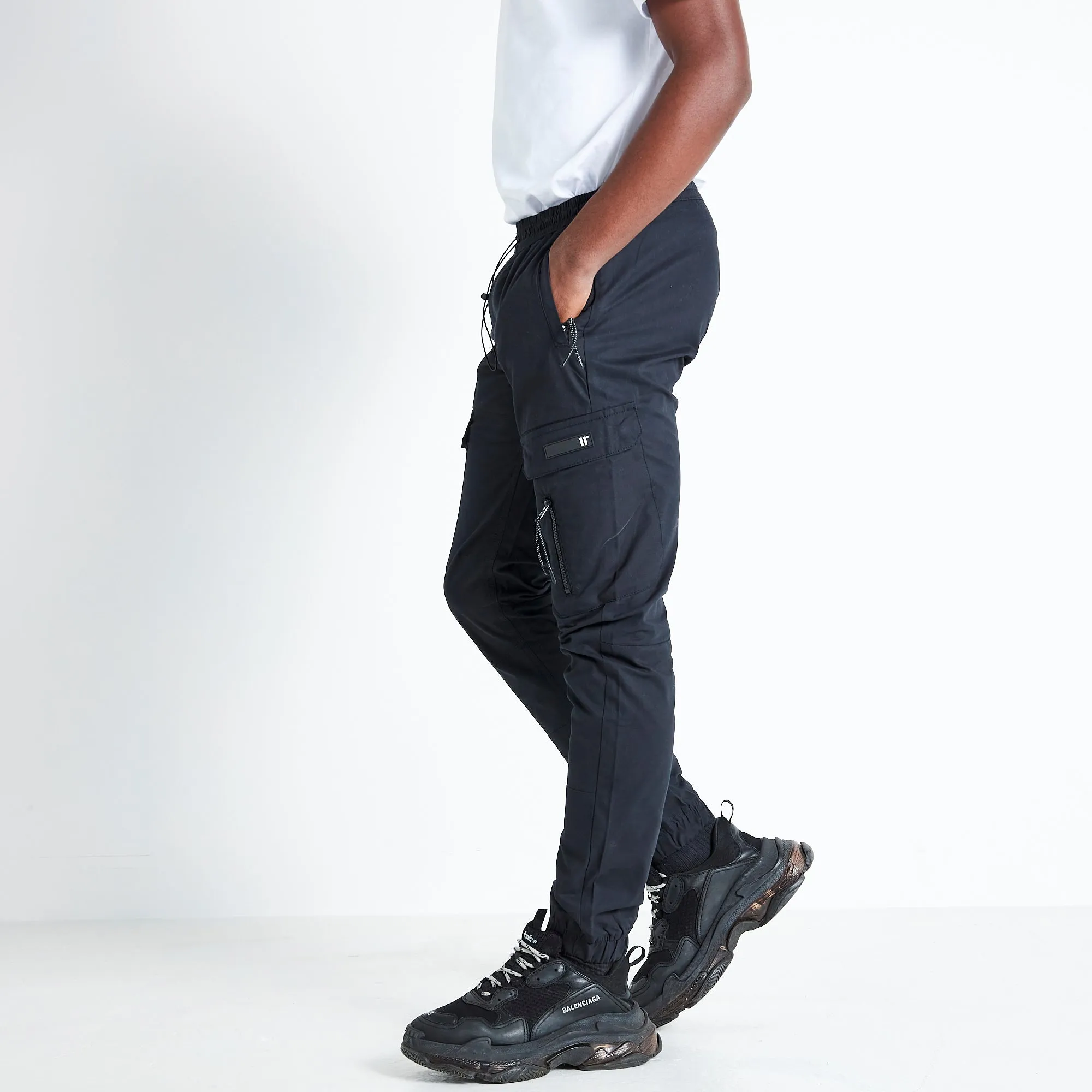 Cuffed Cargo Pants - Black