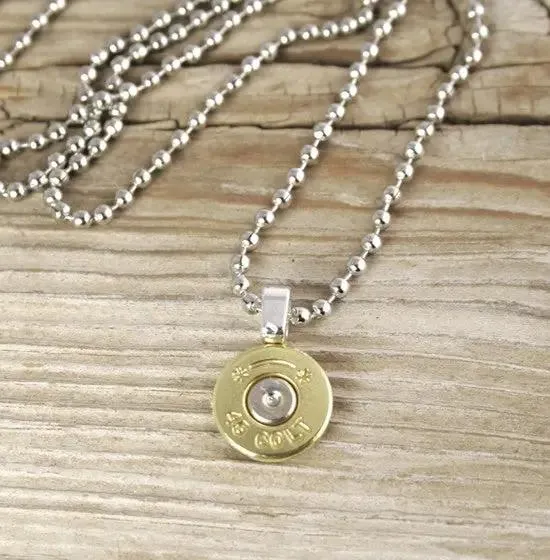 Custom Bullet Head Necklace for Men, Stainless Steel