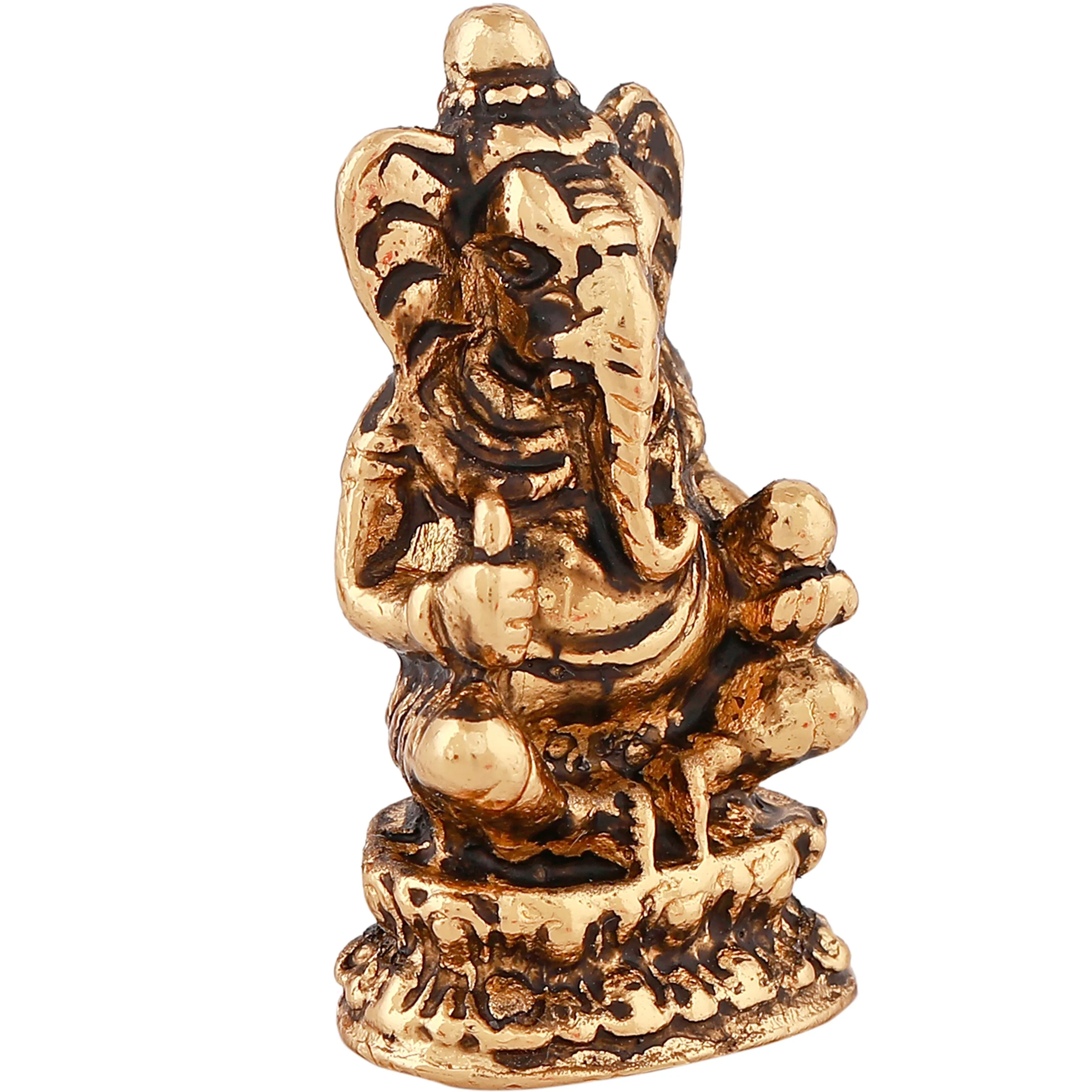 Estele Gold Plated Antique Spiritual Lord Ganesh Idol for Gifts & House Warming/Home/Office Decors.