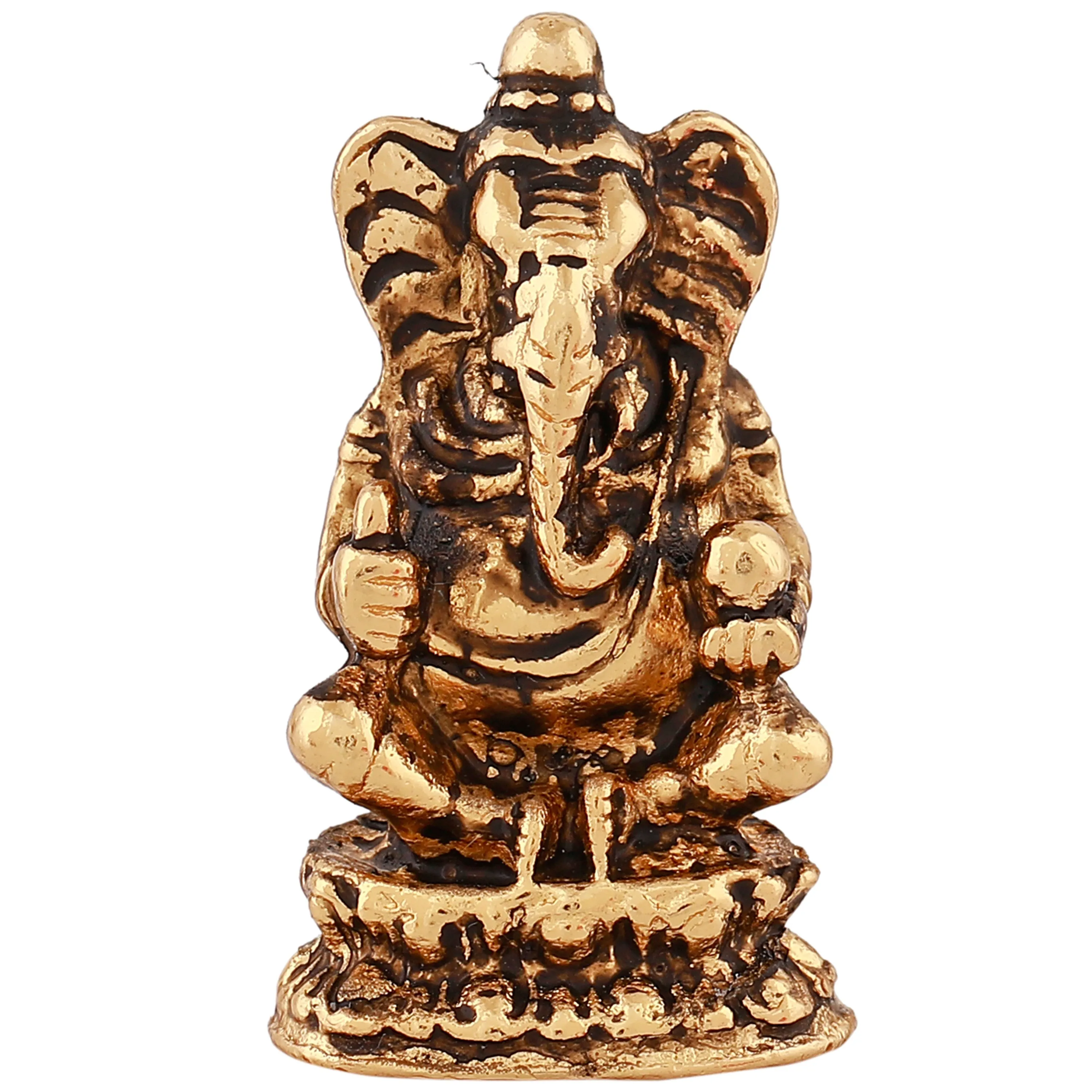 Estele Gold Plated Antique Spiritual Lord Ganesh Idol for Gifts & House Warming/Home/Office Decors.