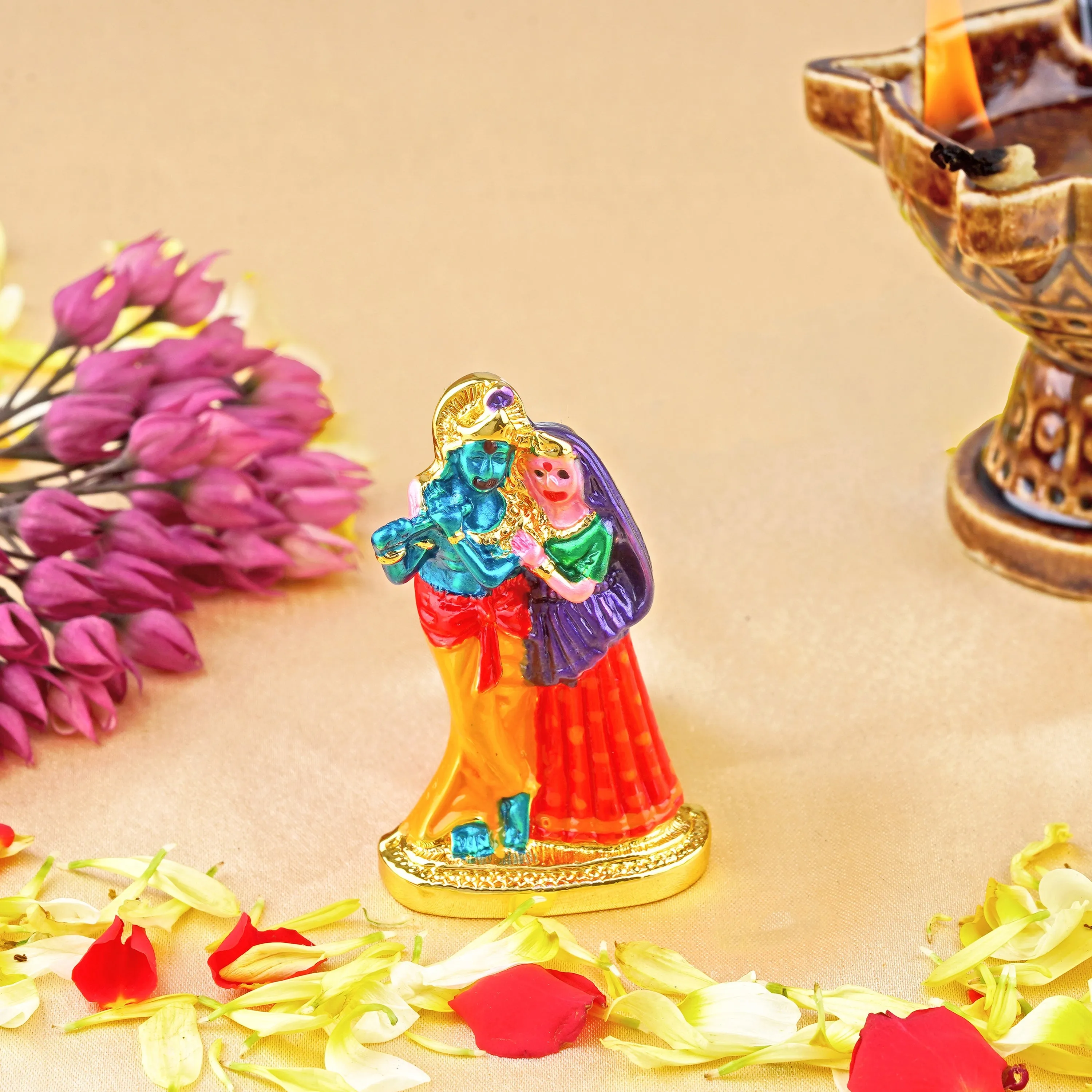 Estele Gold Plated Devotional Shree Radha Krishna Idol