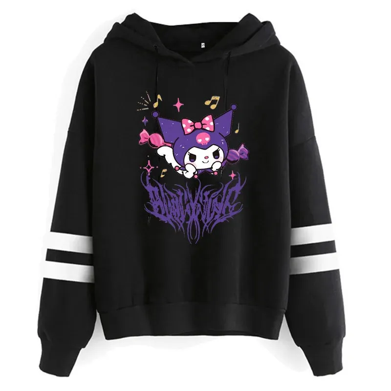 Funny Fashion Clothes Kuromi Hoodie Sanrio Kuromi Women Manga Sweatshirt  Harajuku Female Hoodies Hoody Sweatshirts