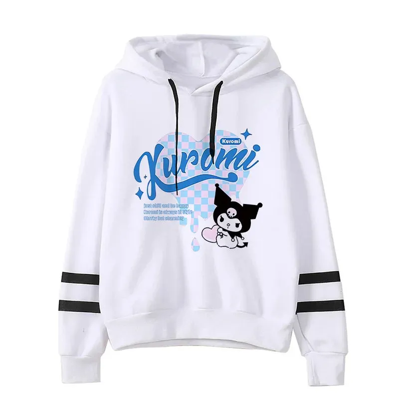 Funny Fashion Clothes Kuromi Hoodie Sanrio Kuromi Women Manga Sweatshirt  Harajuku Female Hoodies Hoody Sweatshirts