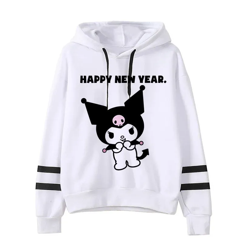 Funny Fashion Clothes Kuromi Hoodie Sanrio Kuromi Women Manga Sweatshirt  Harajuku Female Hoodies Hoody Sweatshirts