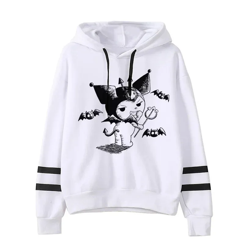 Funny Fashion Clothes Kuromi Hoodie Sanrio Kuromi Women Manga Sweatshirt  Harajuku Female Hoodies Hoody Sweatshirts