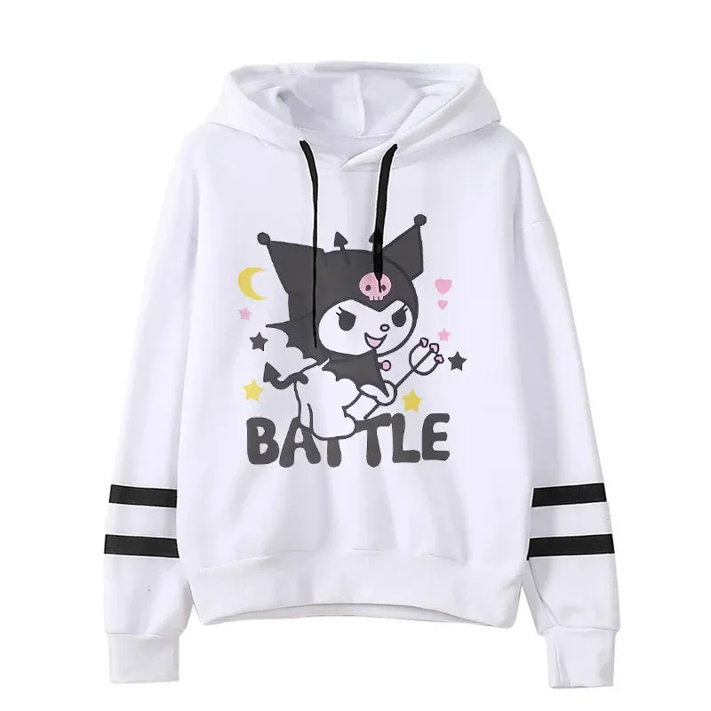 Funny Fashion Clothes Kuromi Hoodie Sanrio Kuromi Women Manga Sweatshirt  Harajuku Female Hoodies Hoody Sweatshirts