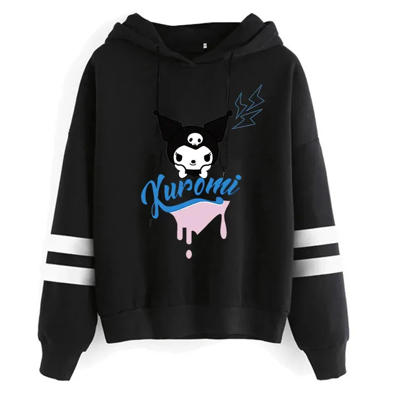 Funny Fashion Clothes Kuromi Hoodie Sanrio Kuromi Women Manga Sweatshirt  Harajuku Female Hoodies Hoody Sweatshirts