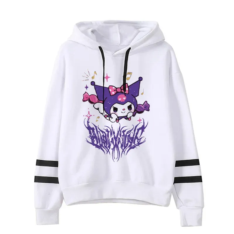 Funny Fashion Clothes Kuromi Hoodie Sanrio Kuromi Women Manga Sweatshirt  Harajuku Female Hoodies Hoody Sweatshirts