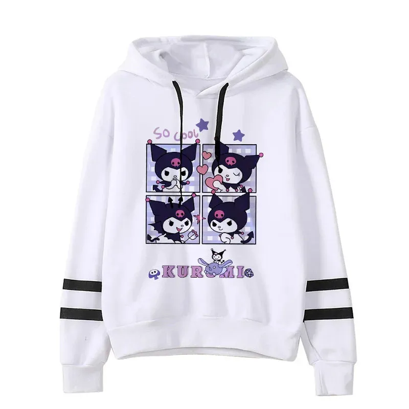 Funny Fashion Clothes Kuromi Hoodie Sanrio Kuromi Women Manga Sweatshirt  Harajuku Female Hoodies Hoody Sweatshirts