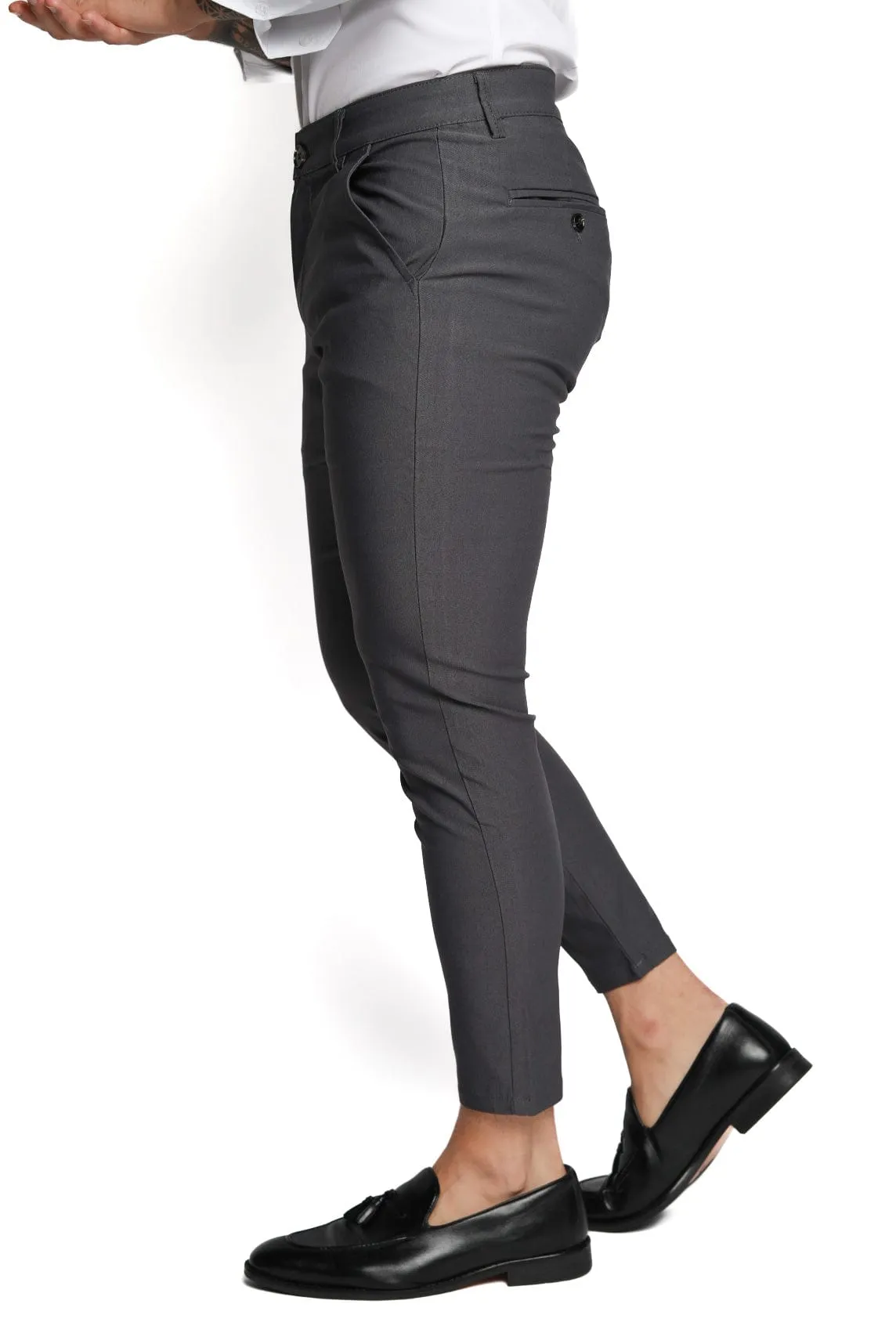 Grey Slim Fit Dress Pants