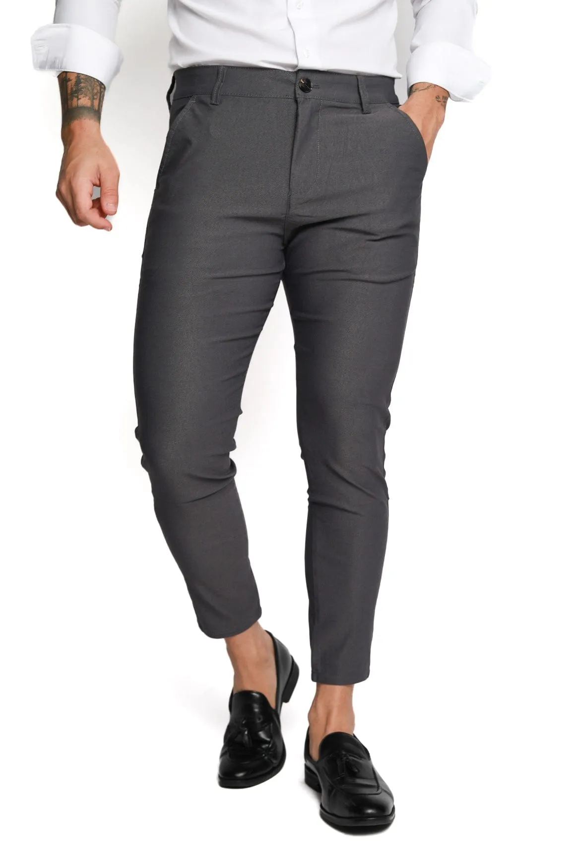 Grey Slim Fit Dress Pants