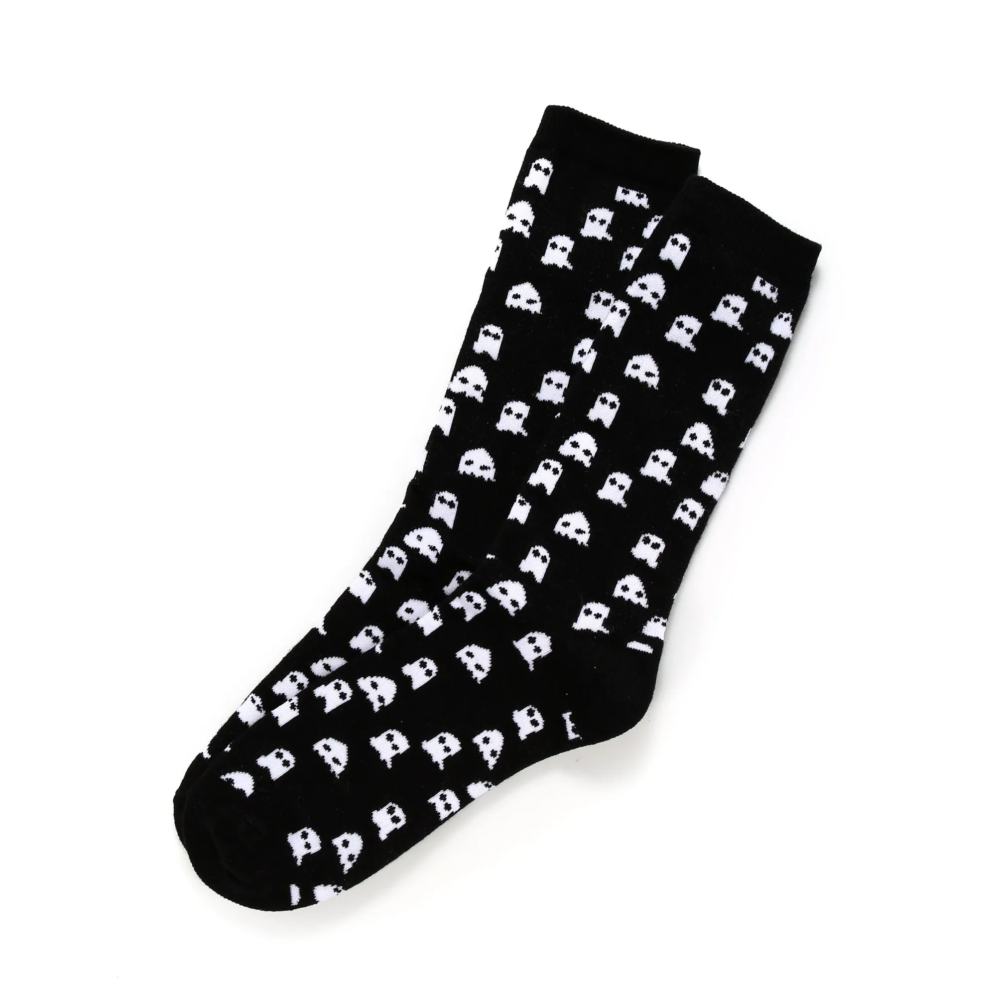 Halloween Ghosts Black White Novelty Crew Socks for Women 1 Pair 9-11 (2317)