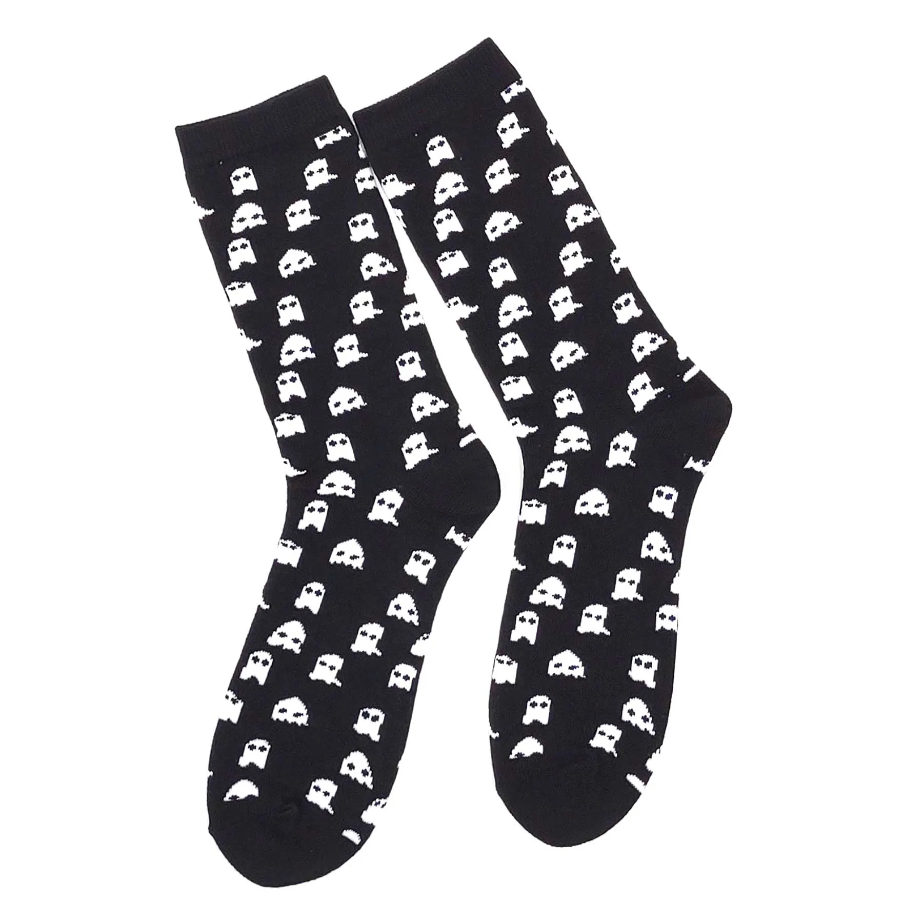 Halloween Ghosts Black White Novelty Crew Socks for Women 1 Pair 9-11 (2317)