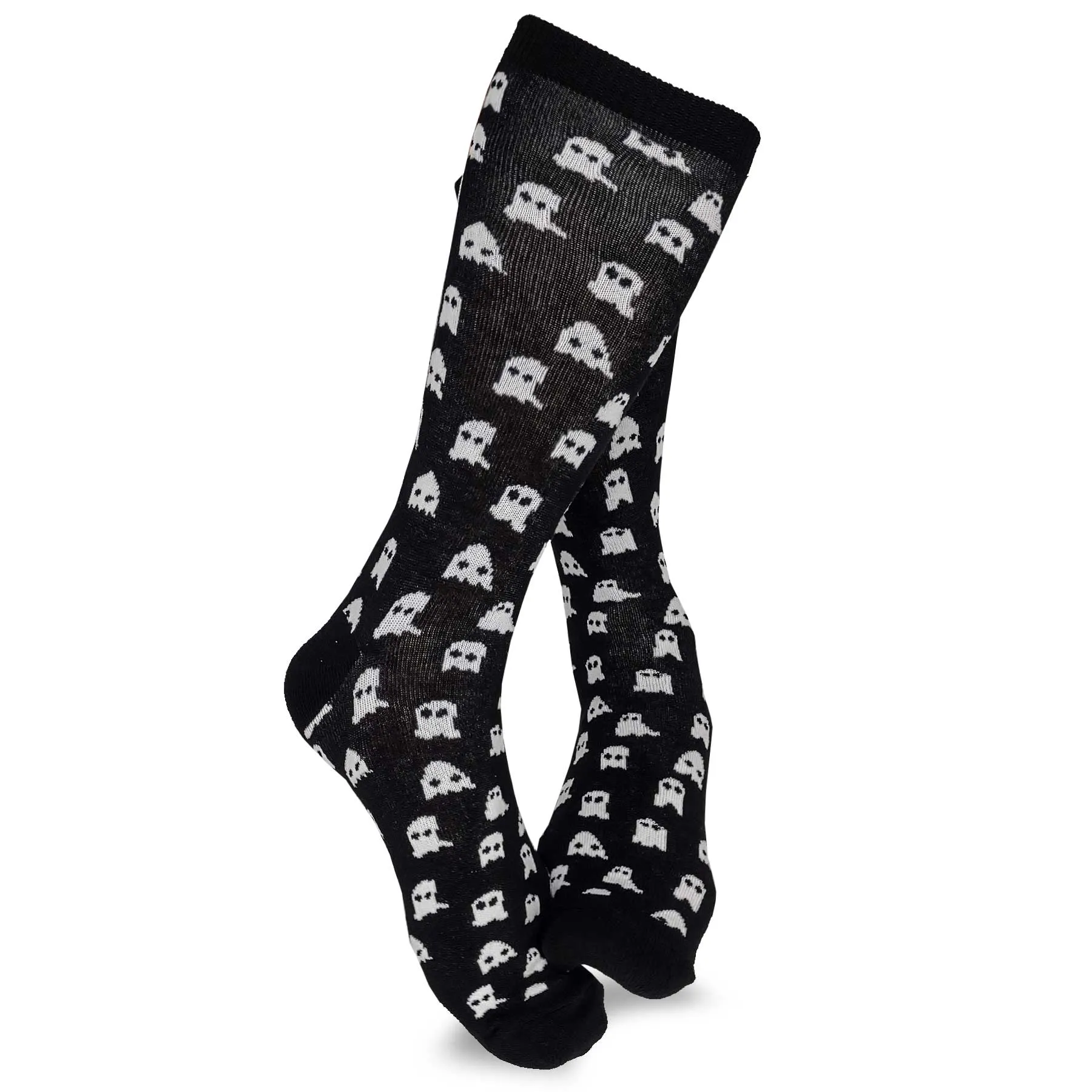 Halloween Ghosts Black White Novelty Crew Socks for Women 1 Pair 9-11 (2317)