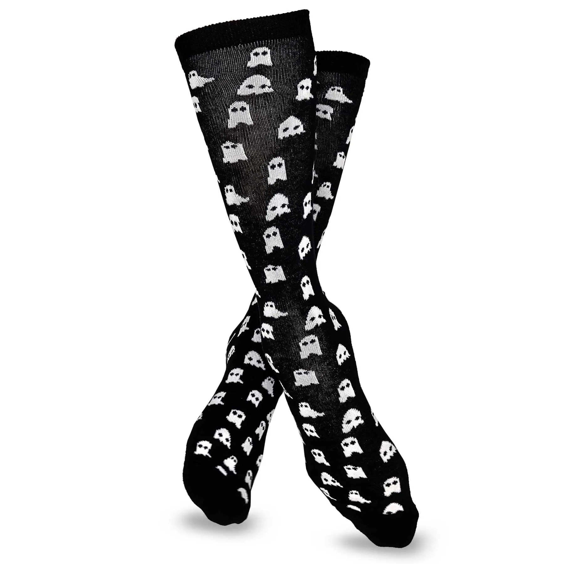 Halloween Ghosts Black White Novelty Crew Socks for Women 1 Pair 9-11 (2317)