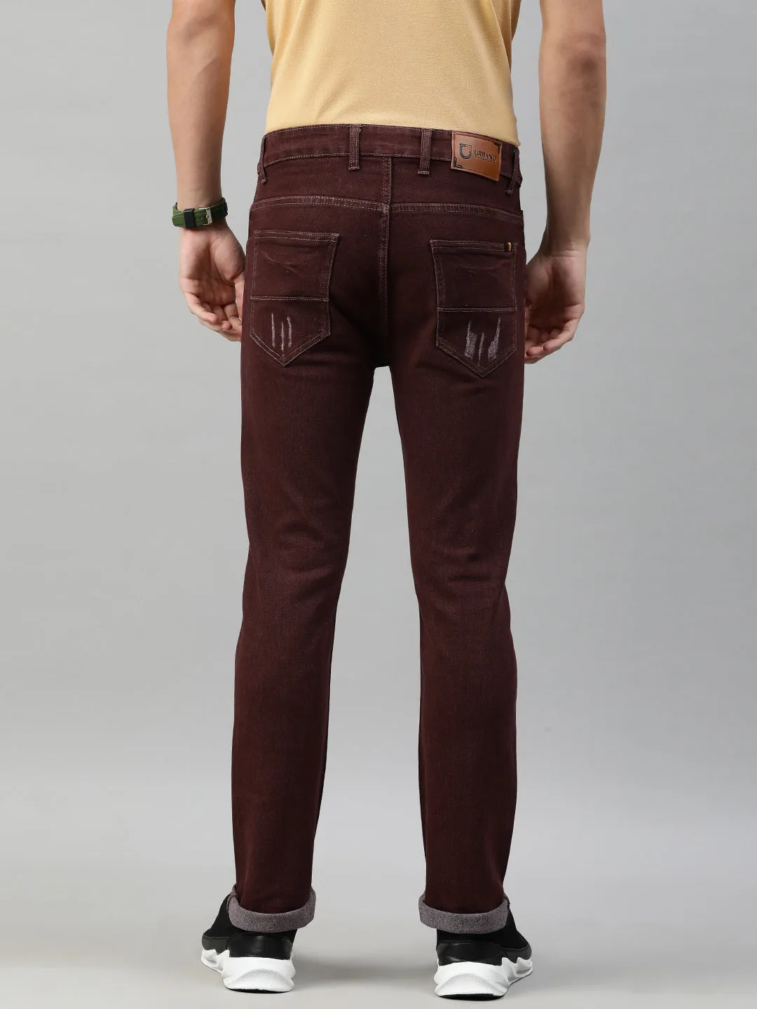 Men's Brown Slim Fit Heavy Distressed/Torn Jeans