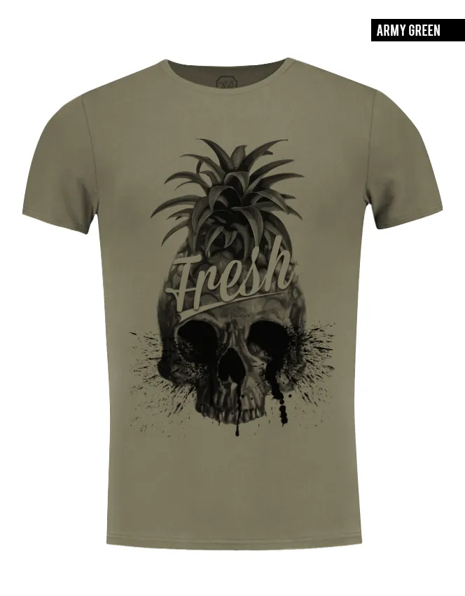 Men's Pineapple Skull T-shirt Cool Graphic Tee / color option / MD486