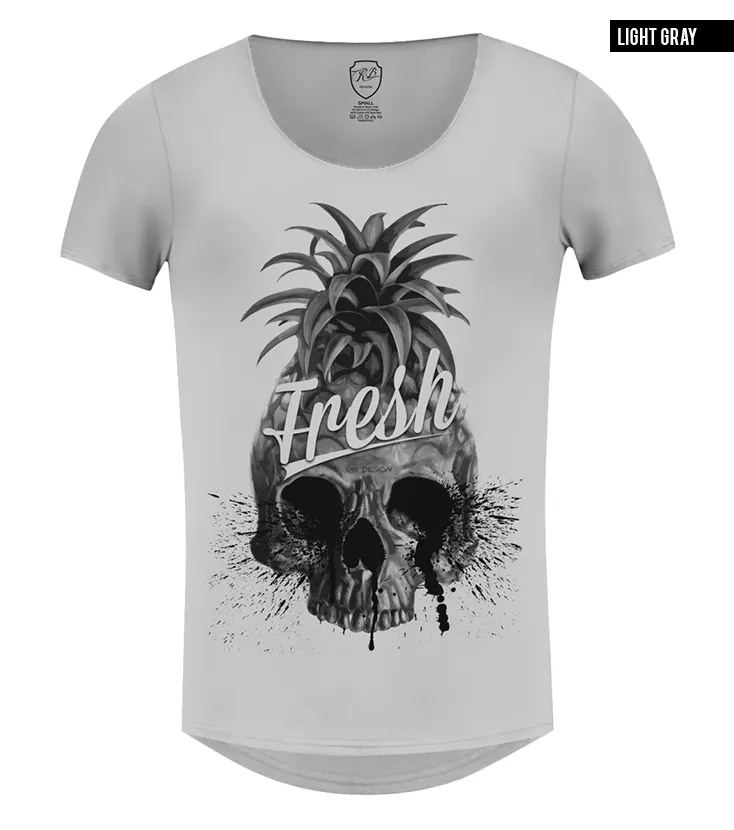 Men's Pineapple Skull T-shirt Cool Graphic Tee / color option / MD486