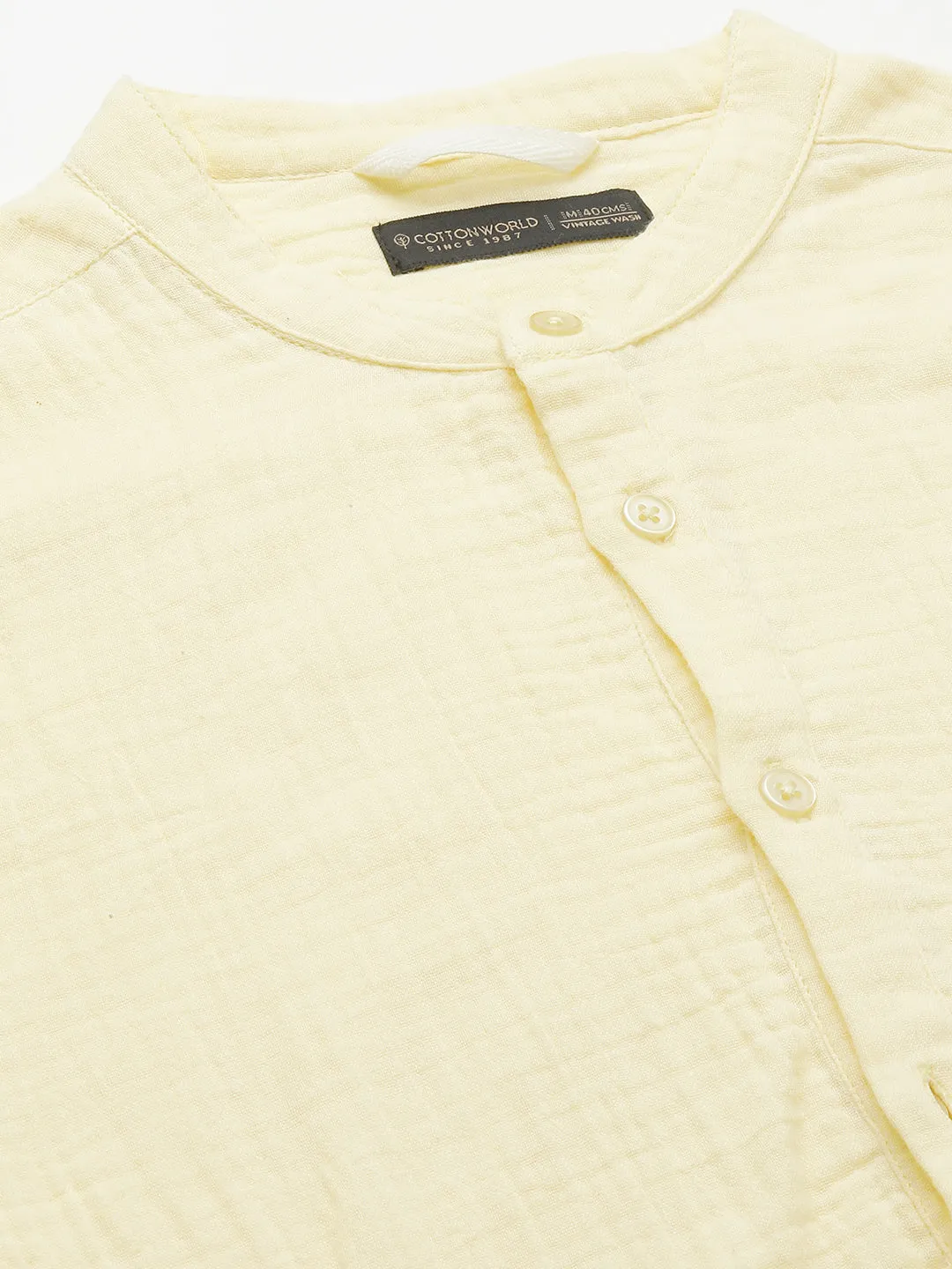 Men's Yellow Cotton Regular Fit Shirt