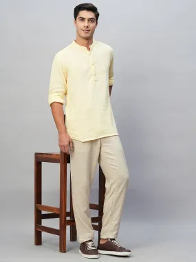 Men's Yellow Cotton Regular Fit Shirt