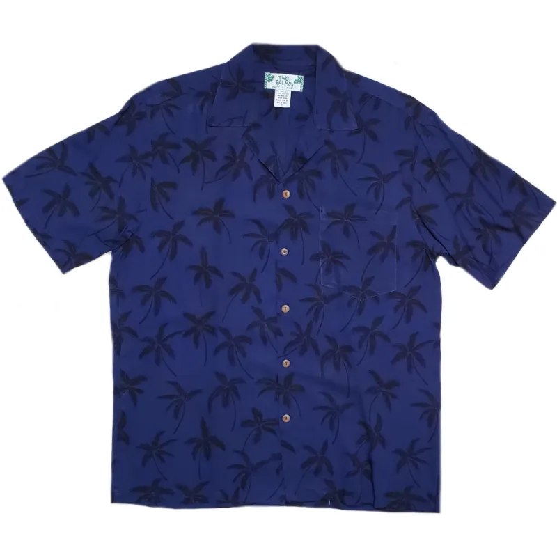 Palm Tree Dark Blue Hawaiian Shirt