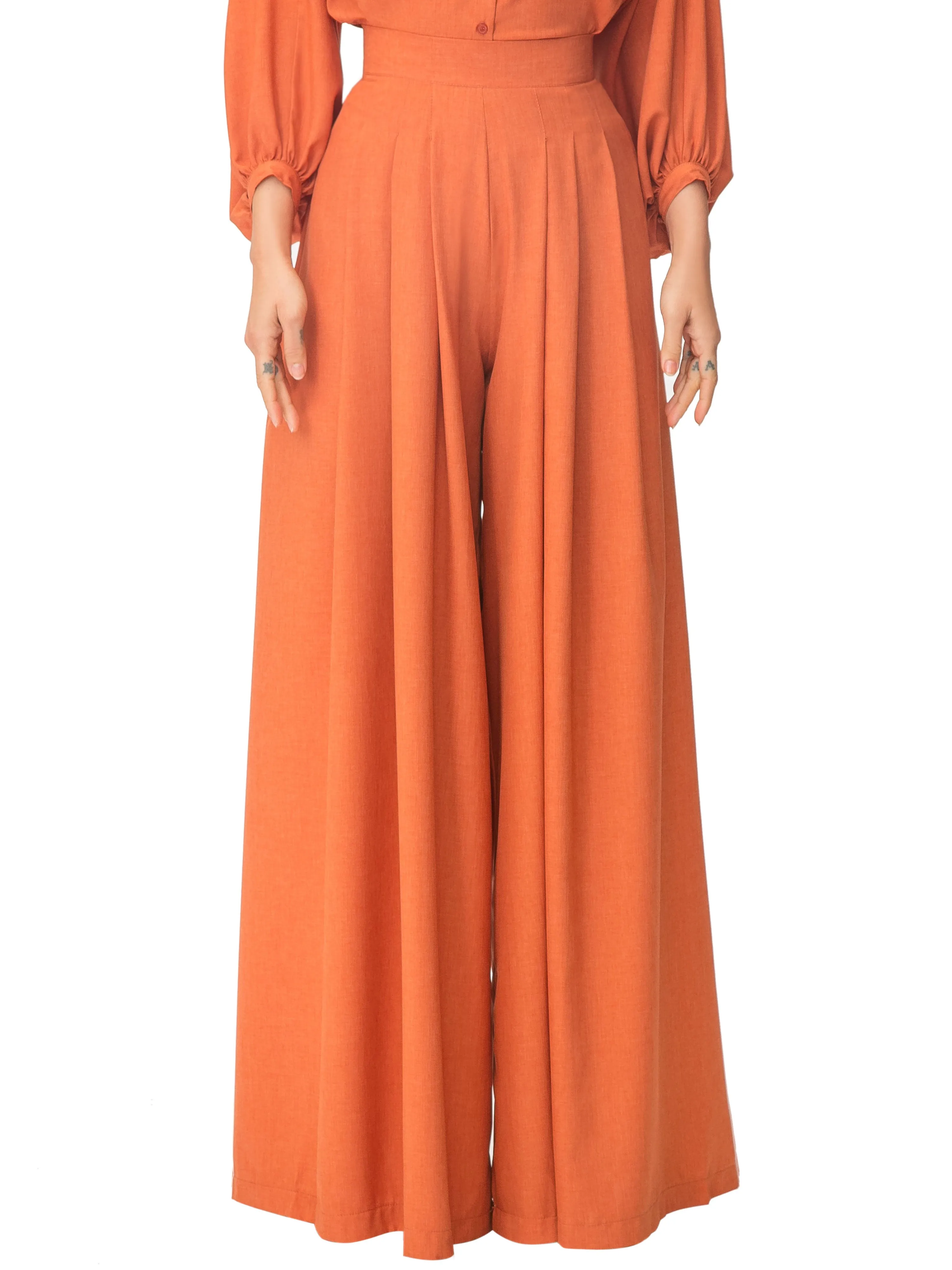 "Ziggy" Rust Pleated High Waist Pants