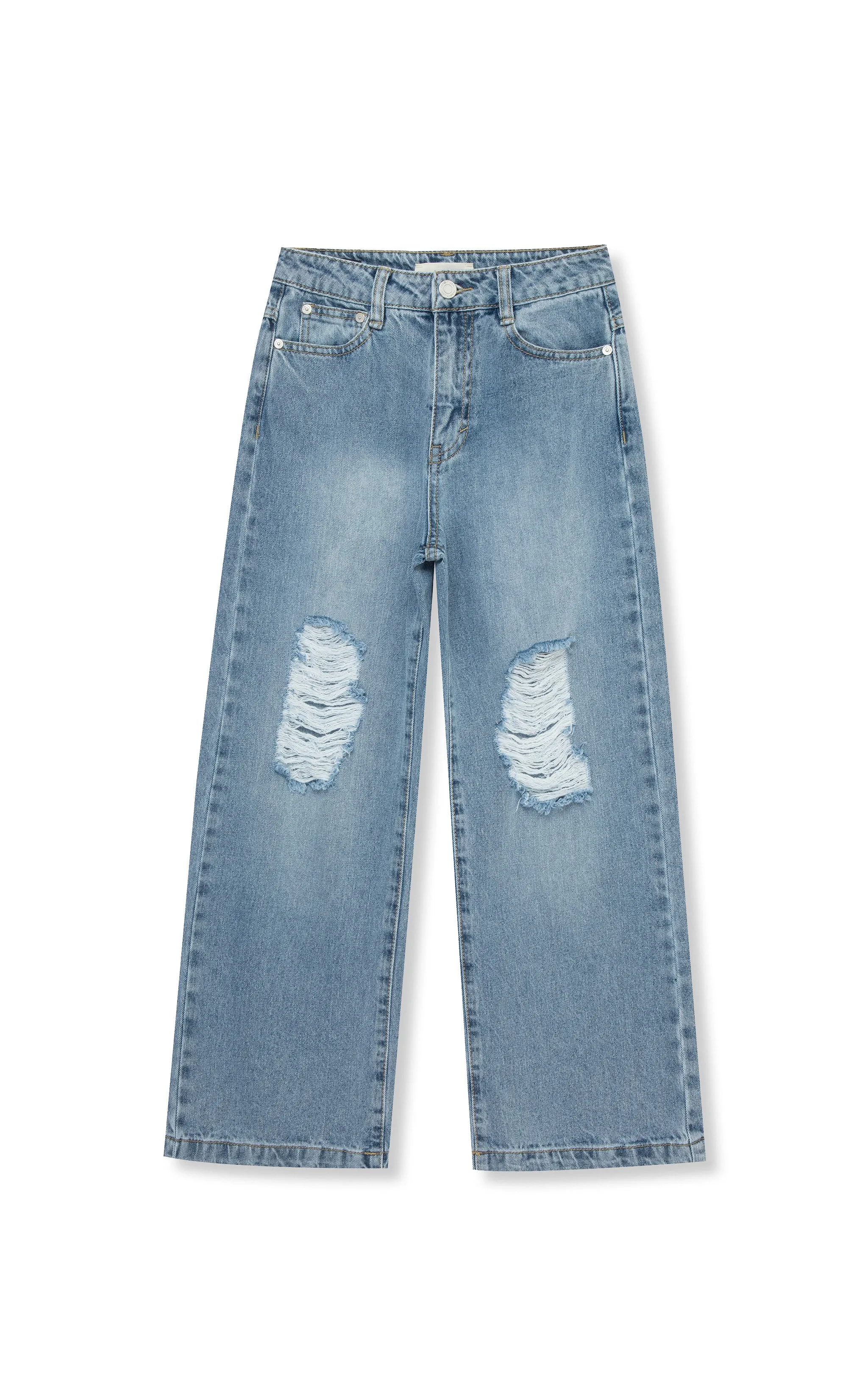 Ripped Rigid Wide Leg Boyfriend Jeans | 7-16