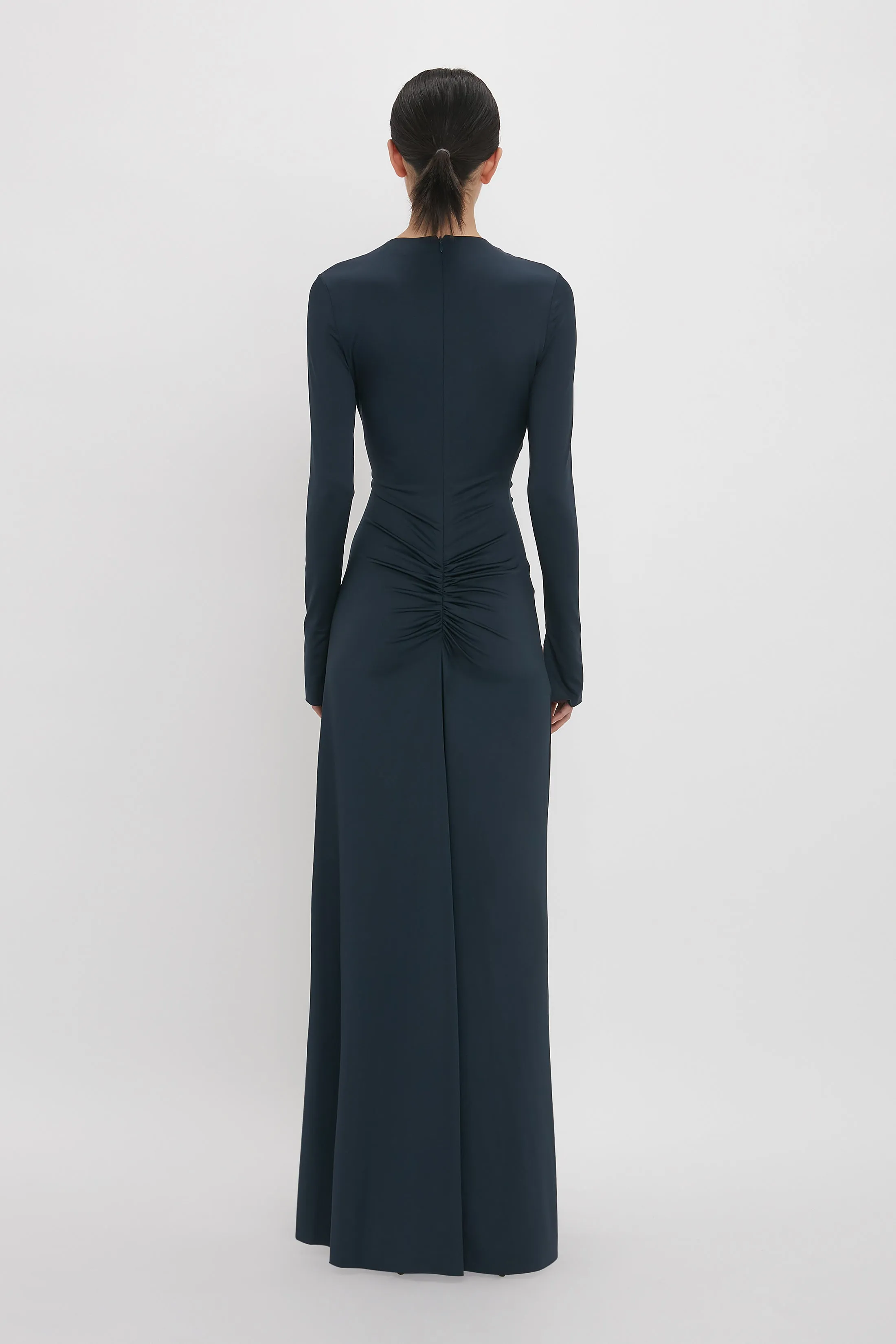 Ruched Detail Floor-Length Gown In Midnight