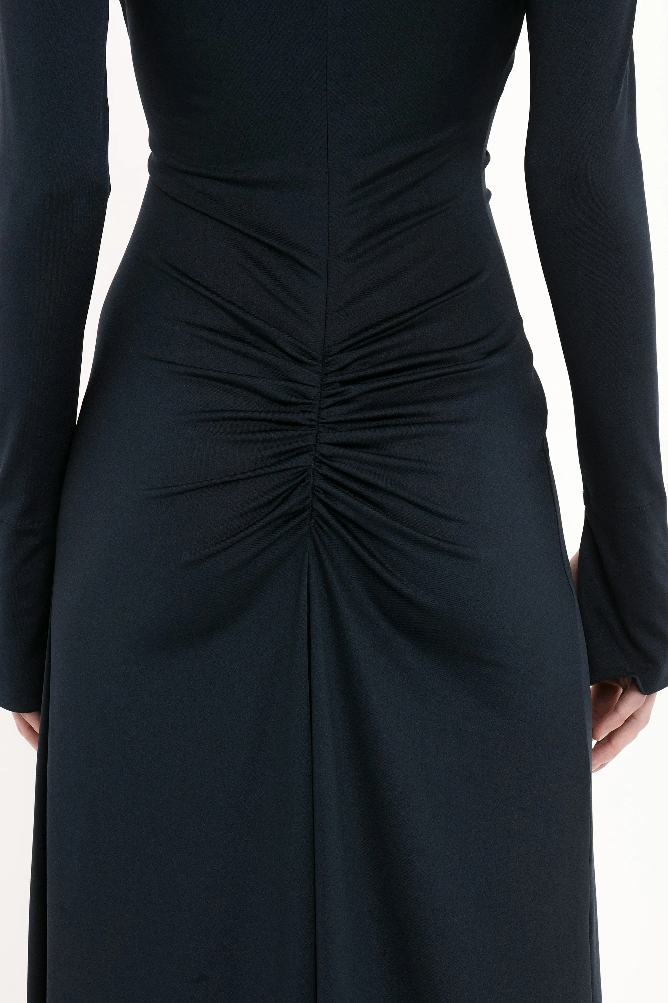 Ruched Detail Floor-Length Gown In Midnight