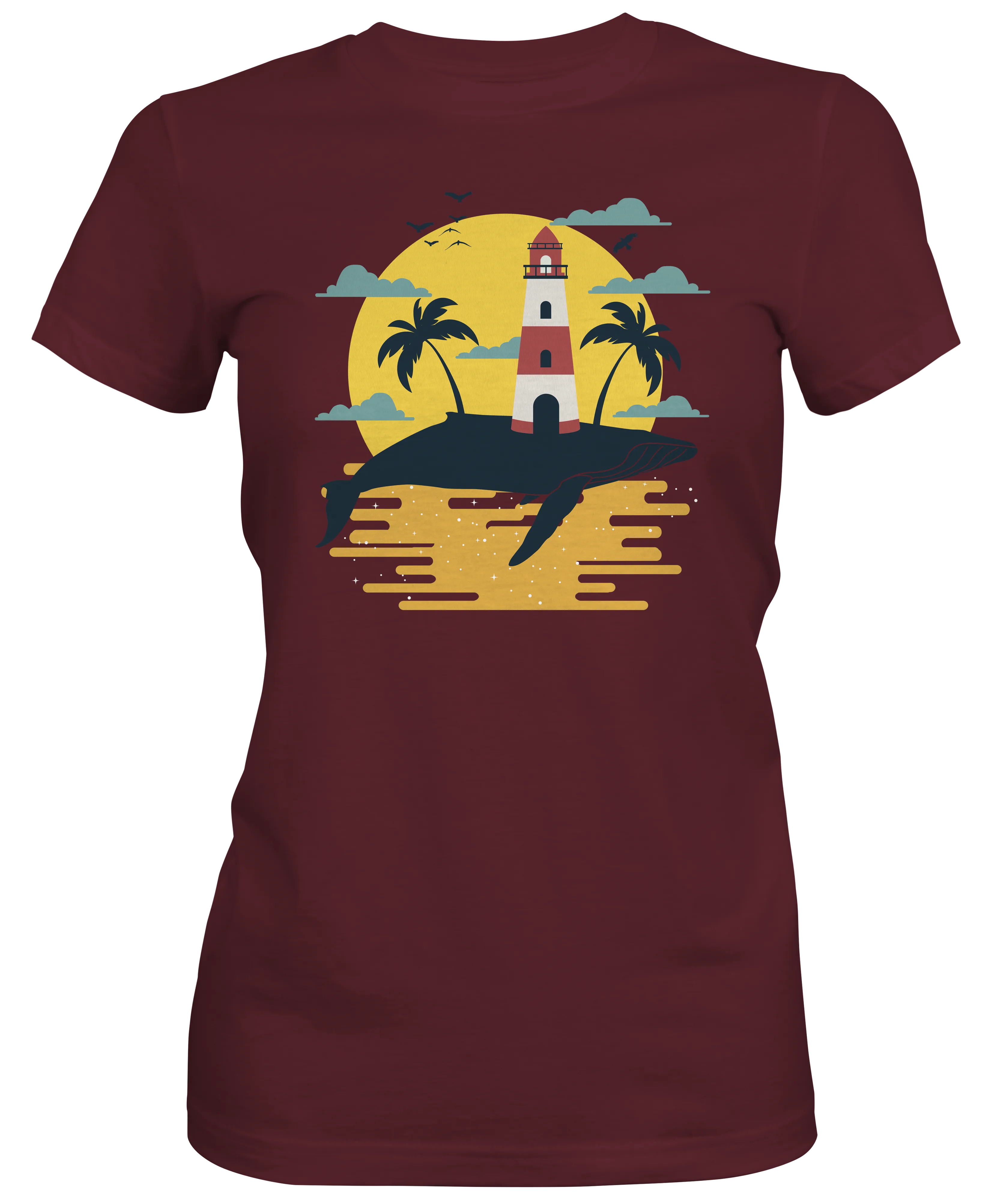 Whale Lighthouse Women's Beach T-shirts