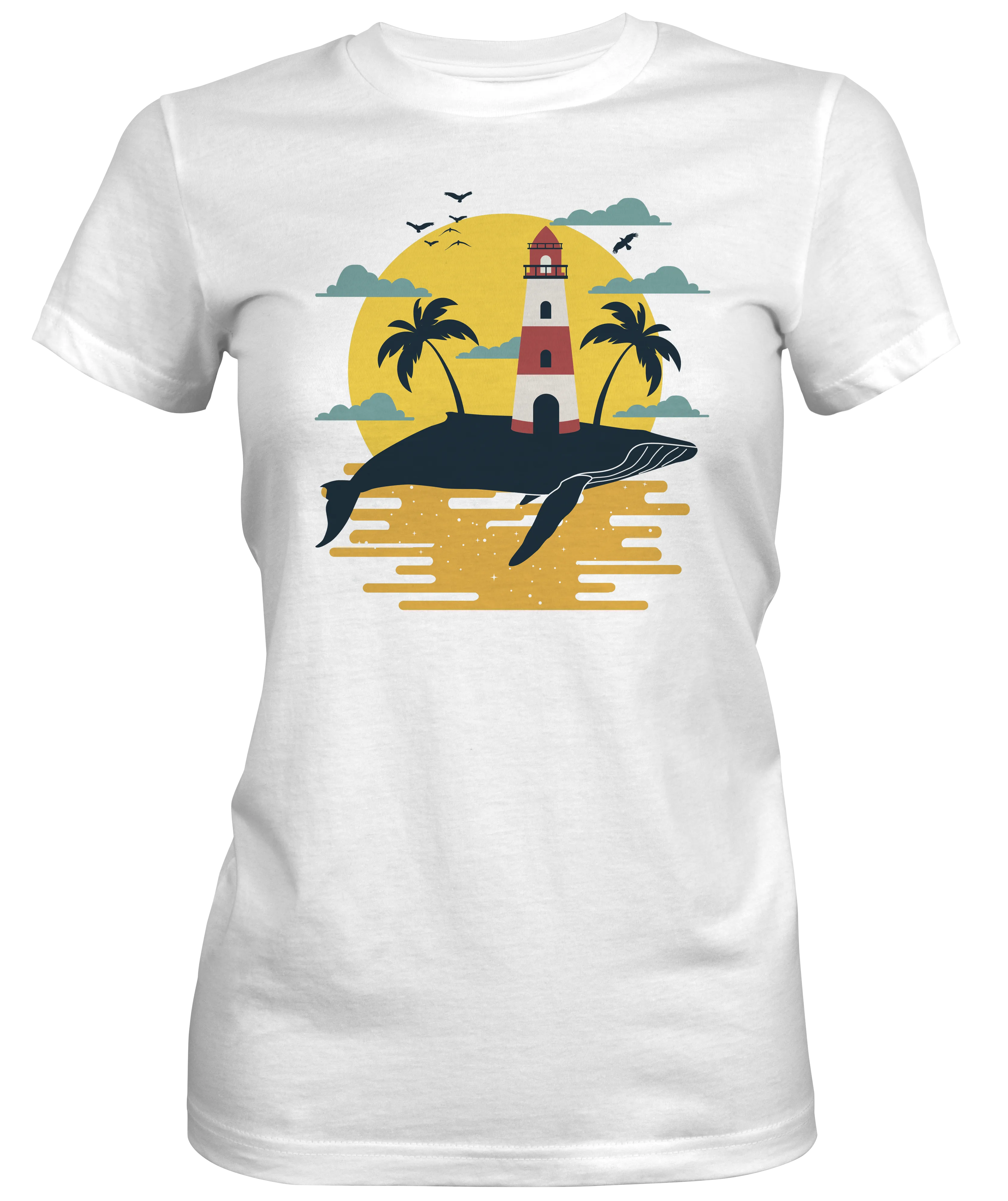 Whale Lighthouse Women's Beach T-shirts