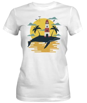 Whale Lighthouse Women's Beach T-shirts