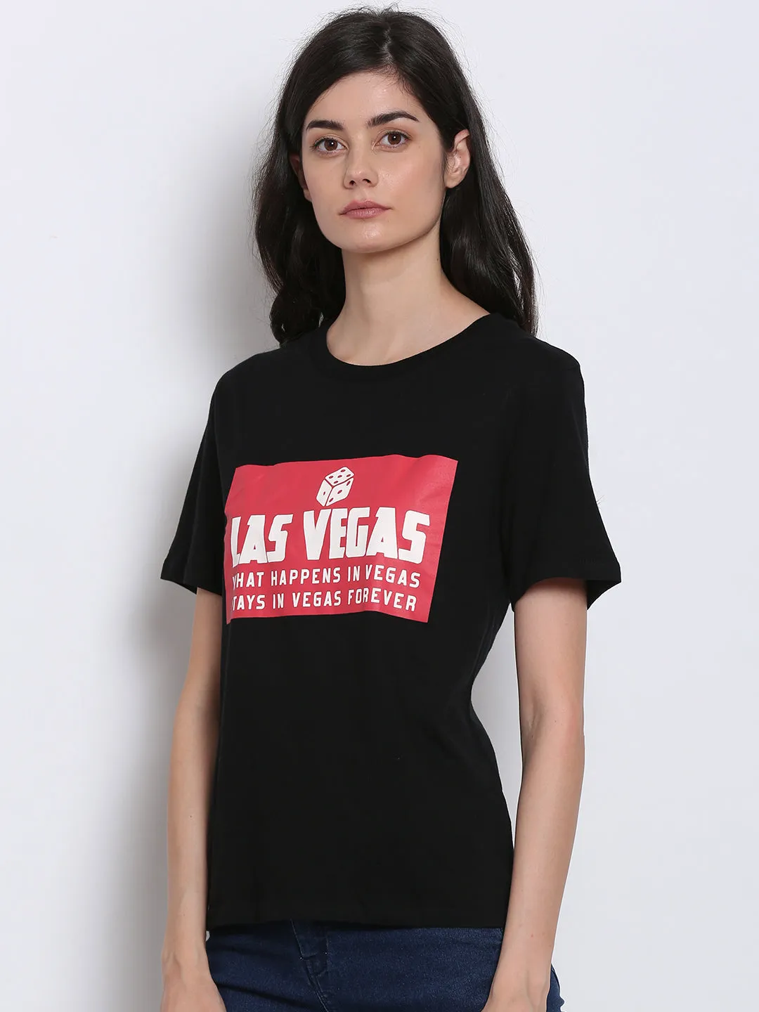 Women Black Graphic Tee