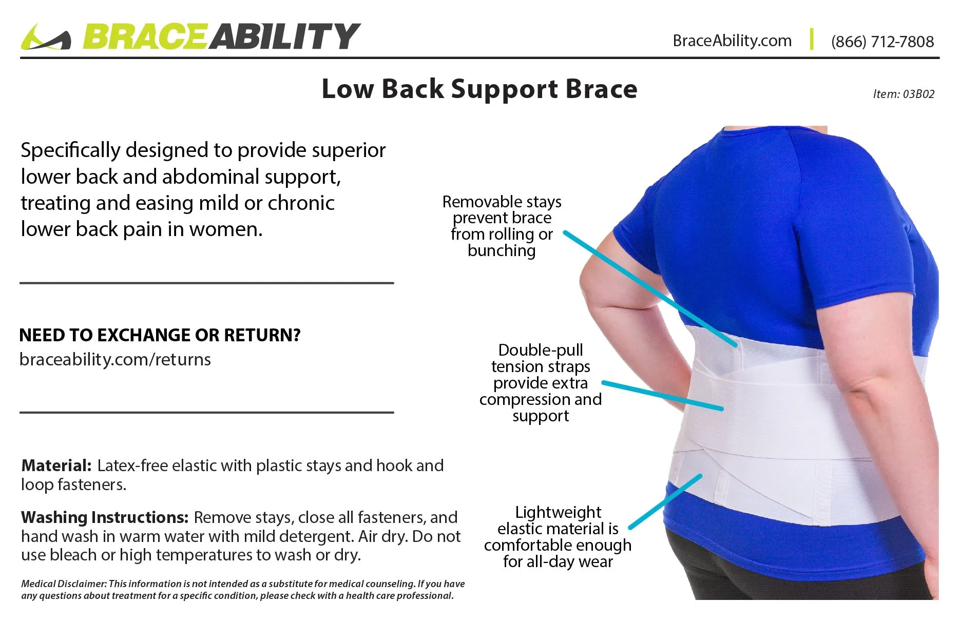 Women's Back Brace for Female Lower Back Pain | Lumbar Compression Support Belt (Plus Sizes up to 3XL)